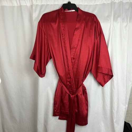 Victoria's Secret Sexy Satin Short Cover Up Robe With Belt Red O/S - Picture 7 of 11