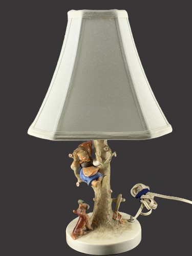 Hummel Goebel Lamps w Shades Apple Tree Boy Girl Culprits Out of Danger 44A 44B - Picture 10 of 18