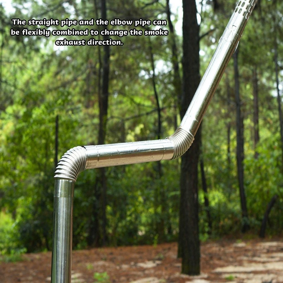 4 Stove Pipe and 90 Degree Elbow Pipe 2.36 Inch Camping Wood Stove