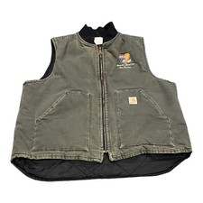 Vintage Carhartt Canvas Ins Quilted Vest Size XL SF Laborer Local 261