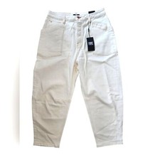 FRYE Carly barrel jeans white tan stitching size 31