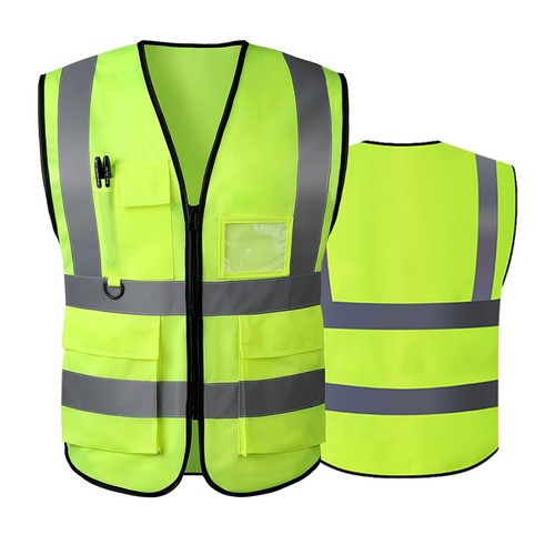 US Safety Work Vest High Visibility Security Reflective Vest With 5 Pockets XL - Picture 9 of 14