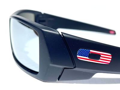 NEW OAKLEY SI GASCAN Matte Black USA FLAG POLARIZED Galaxy Chrome