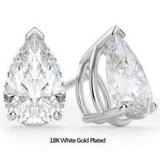 4ct Earrings Pear Cut White Gold Lab-Created VVS1/D/Excellent Diamond Test Pass