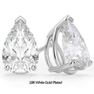 1ct Earrings Pear Cut White Gold Lab-Created VVS1/D/Excellent Diamond Test Pass