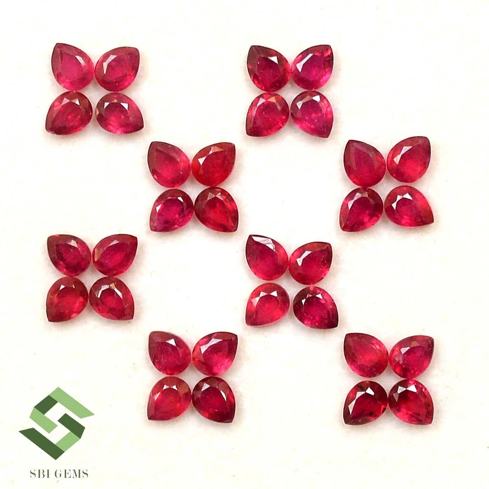 8.90 CTS Natural Ruby Pear Cut 4.50x3.50 mm Lot 25 Pcs Calibrated Loose Gems GF - Image 4 of 4