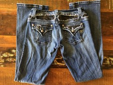 Miss Me Boot Cut Factory Distressed Button Flap Pockets JP42210 Sz 28x32 1/4