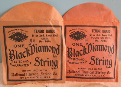 LOT OF 2 Vintage NMS Co. G-D Loop End   Black Diamond Tenor Banjo String 