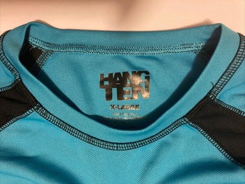 Hang Ten Short Sleeve Activewear T Shirt Crew Neck Blue/Black Pullover Youth L - Picture 6 of 7