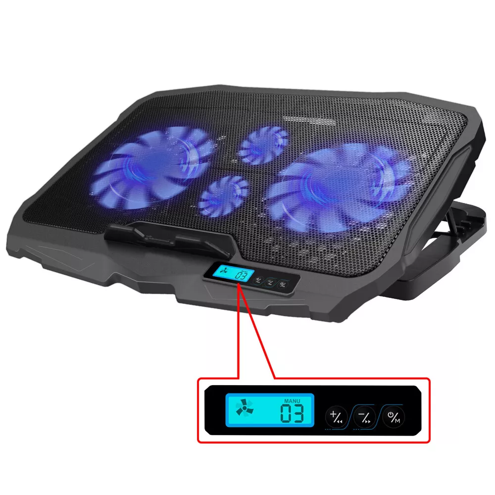 Portable LED Laptop Cooling Pad Dual USB 4 Fans Cooler Adjustable Stand Coolpad