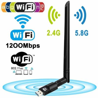 1200Mbps Wireless USB Wifi Adapter Dongle Dual Band 2.4G/5GHz w/Antenna 802.11AC