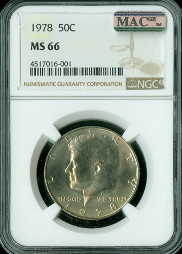 1978 KENNEDY HALF DOLLAR NGC MS66 PQ 2nd MAC FINEST GRADE .