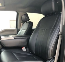 Black Leather Seat Covers for 2015-20 Ford F150 XLT SuperCrew w/ 4 Full Doors