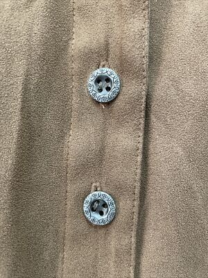 Dressbarn Brown Suede Button Down Shirt women's size L | eBay