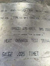 Titanium Plate 6AL4V 24" x 36" x .025"