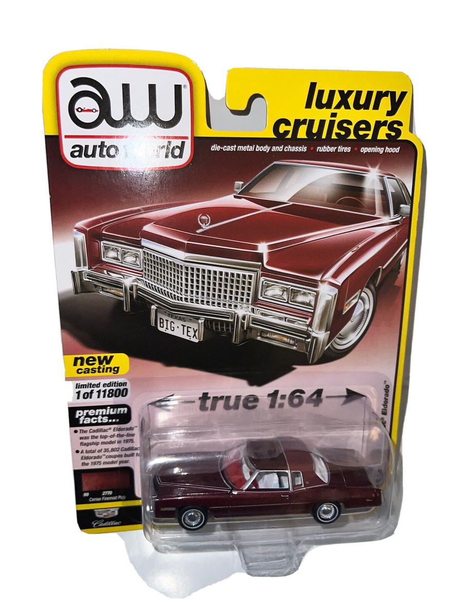 YES 16セット AUTO WORLD 1:64 1975 RED CADILLAC ELDORADO CERISE DIECAST MODEL