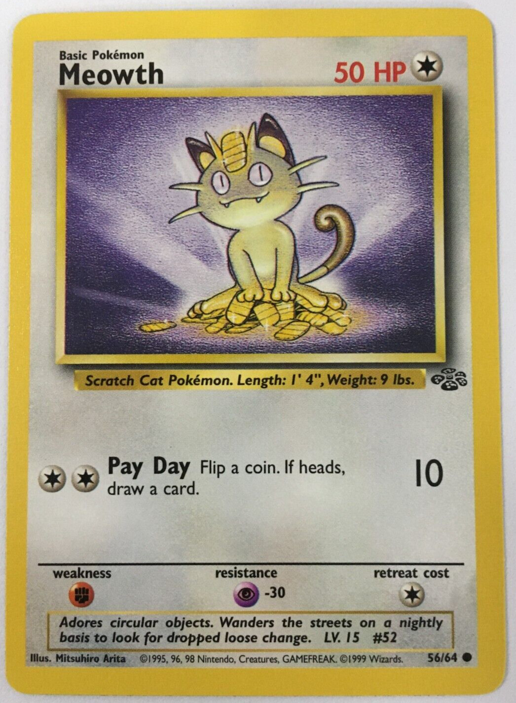 POKEMON MEOWTH 56/64 JUNGLE COMMON NEAR MINT