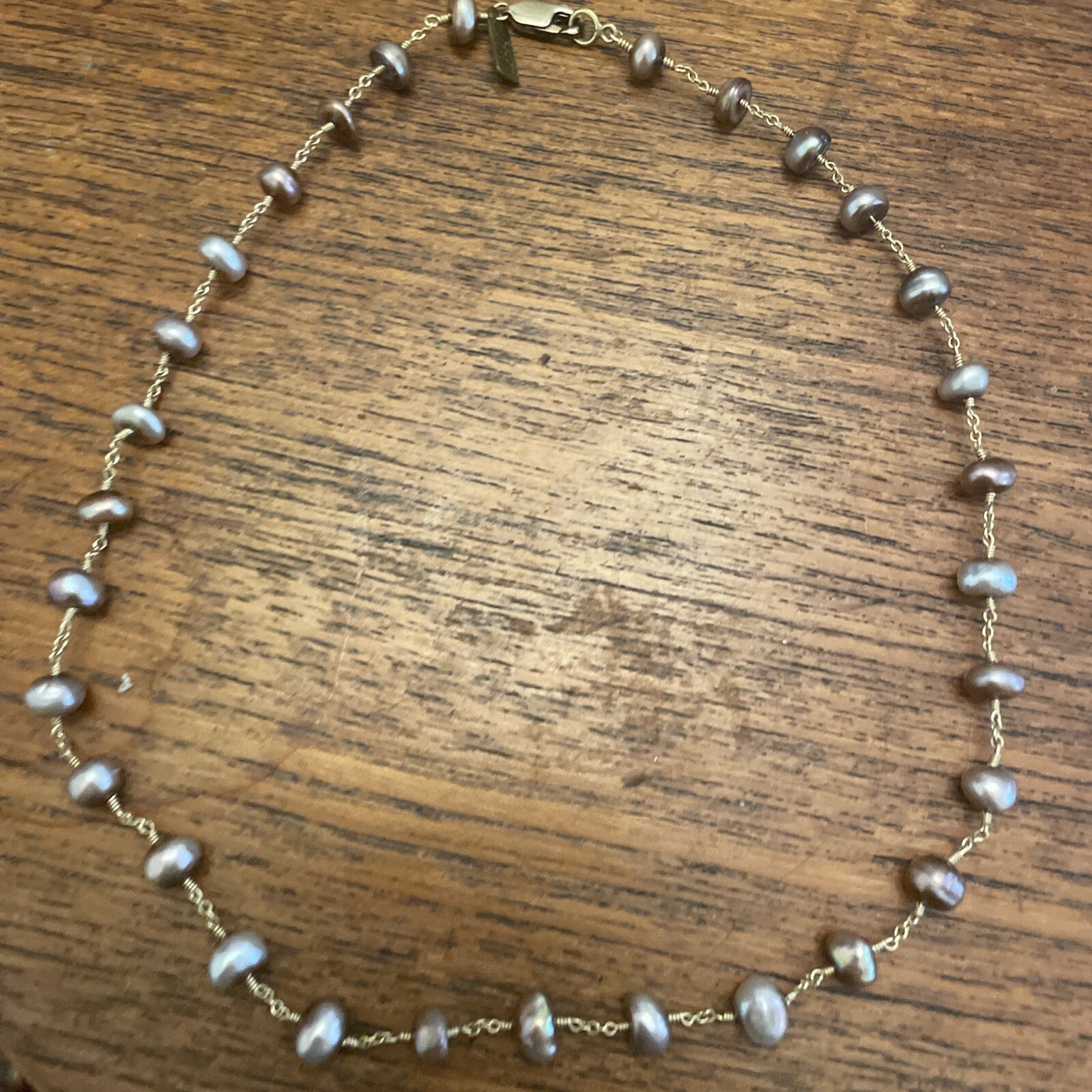 Lily Rachel Pearl Necklace Beaded Gold Filled 16” Gem