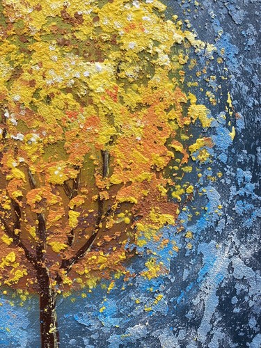 Peinture à l'huile originale arbre de vie art arbre doré peinture texture paysage - Photo 4/16