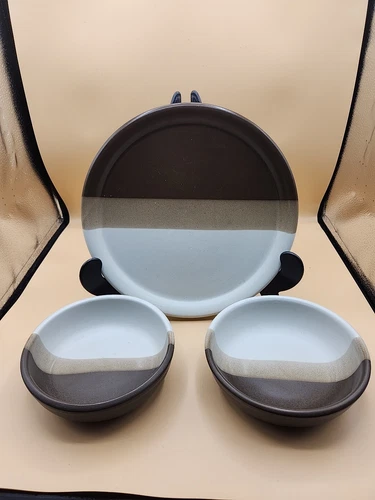 McCoy Pottery Bowls And Plate 1413 USA Sandstone