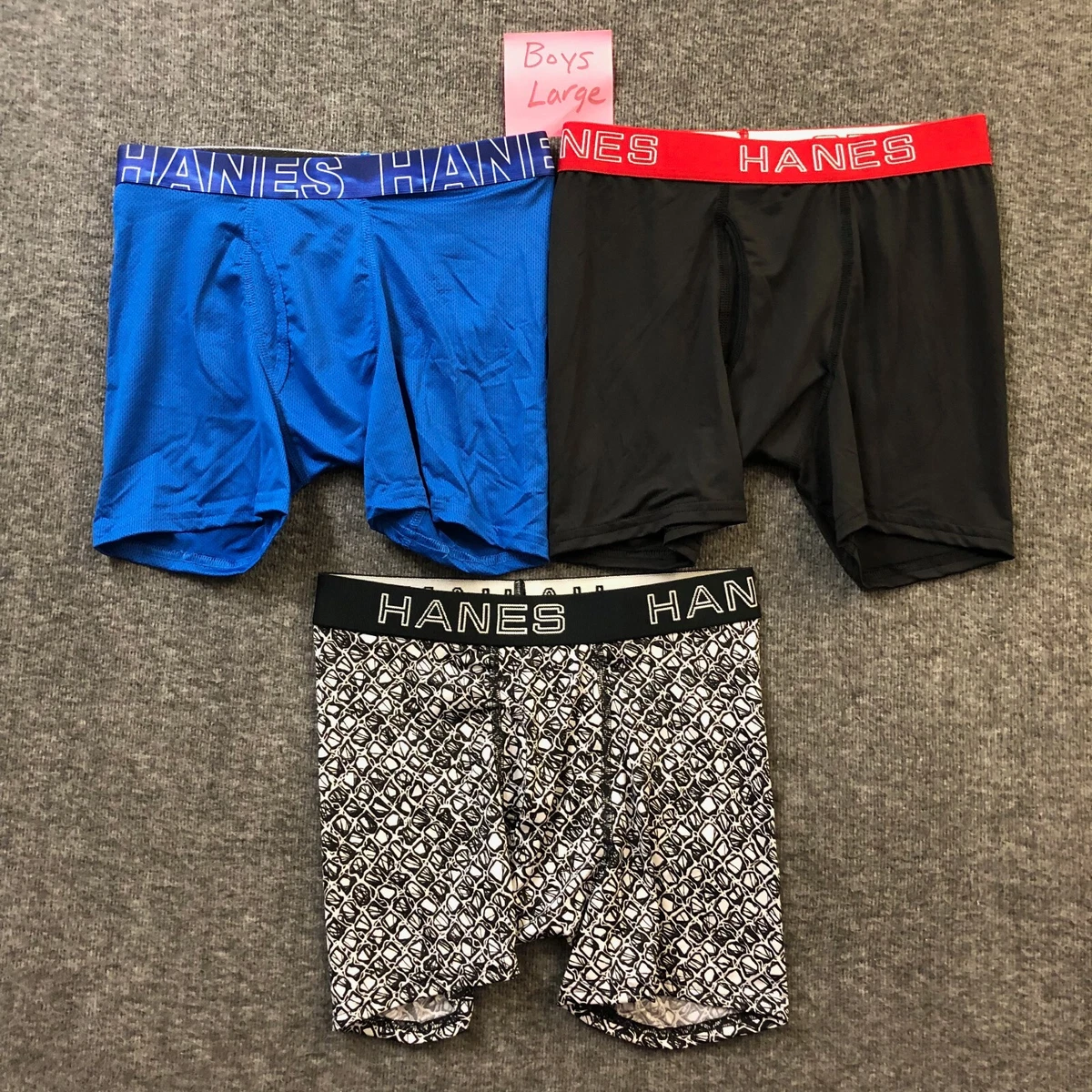 Hanes Boys Boxer Briefs Underwear Multicolor Size L 3-Pack NWOT