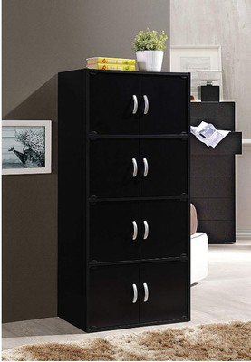 Tall Dresser Kids Bedroom Chest 8 Door Shelf Black Wall Cabinet