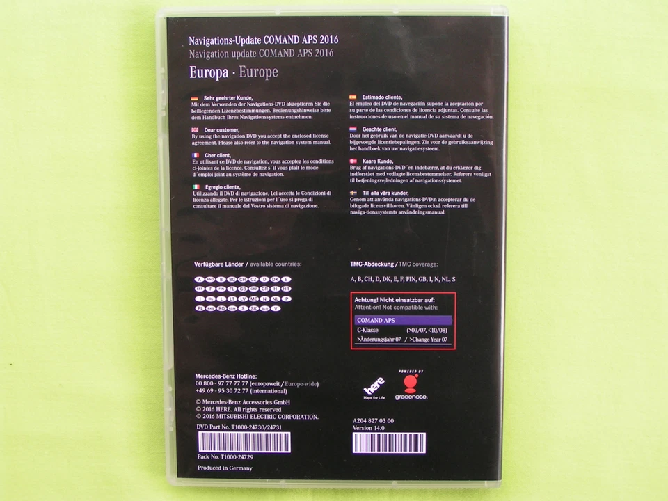 DVD NAVIGATION MERCEDES BENZ COMAND APS 2016 C KLASSE GLK SLS AMG 14.0 NTG4 LILA - Bild 2 von 4