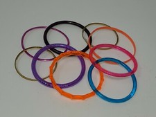 Girls 8 Piece Bangle Bracelet Lot Multi-colored Pink Orange Purple Gold Blue