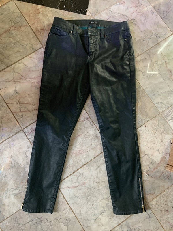 NWT WHBM Jeans Womens Dark Green Coated Skimmer Stretch Low Rise Sz 8