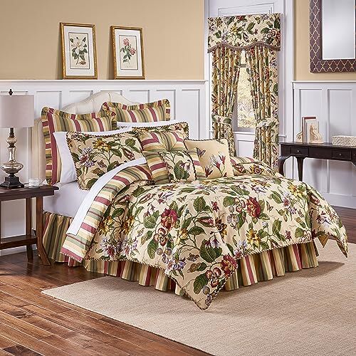 Laurel Springs Modern Farmhouse Floral 4-Piece Reversible Set, King Comforter