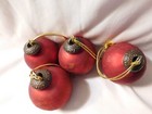 Vintage Kugel Style Red Crackle Glass Christmas Ornaments Lot of 4 — photo 2