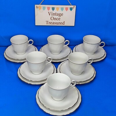Winterling Bavaria * 6 x White Platinum Trios * 6 Tassen 6 Untertassen 6 Teller * sehr guter Zustand