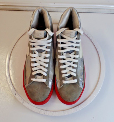 2009 Nike Blazer Ohio State U High Top Helmets & Cross Bones Silver Red Size 9