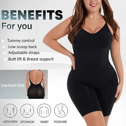 Damen-Bodysuit mit niedrigem Rücken Ganzkörpershaper Abnehmen Formende Tops Fajas Formen - Bild 5 von 29
