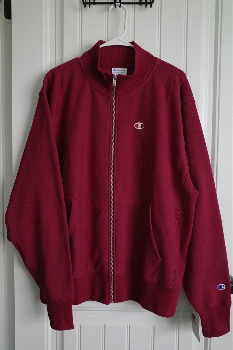 Champion Reverse Weave Full Zip Jacket Mock Neck Cranberry Red NWT