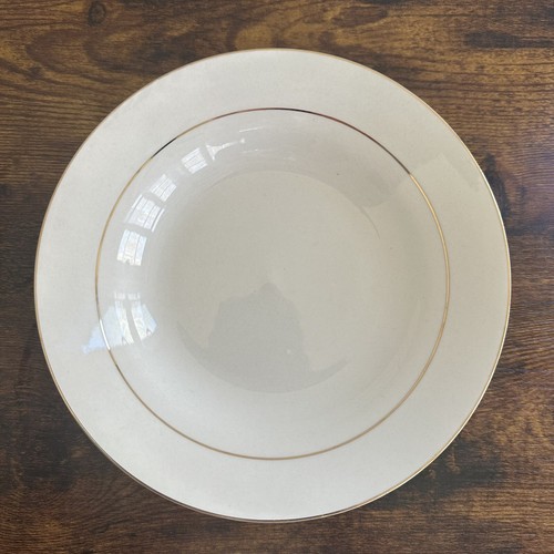 LINENS N THINGS Set of 4 White Porcelain Gold Rimmed 8" Soup / Salad Bowls - Picture 2 of 5