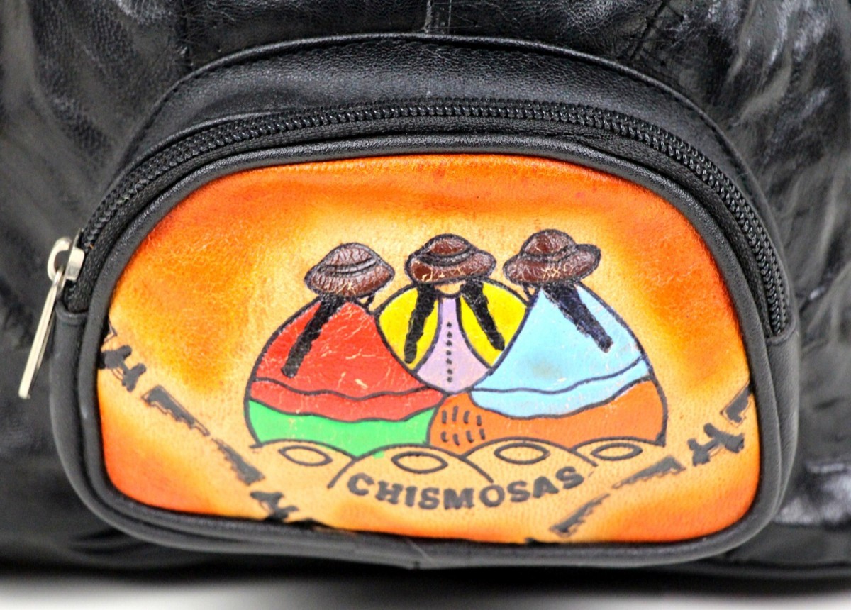 Peru Machu Picchu BLACK GENUINE LEATHER ZIP EMBOSSED SMALL  display picture 3