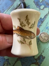 NEW UNSMOKED VTG Zenith GLAZED Ceramic Pipe Amsterdam Gouda Holland BROWN TROUT