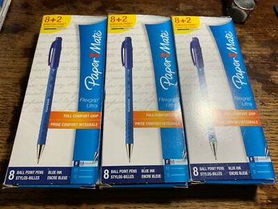 New (Lot of 3 Packs) Paper-Mate Flexgrip Ultra F 0.8mm Pack of 8, Plus 2 Elite P