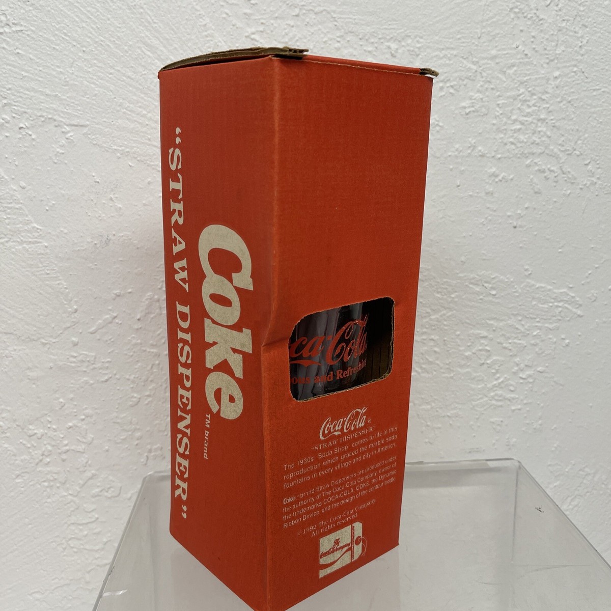 Vintage 1992 Coca-Cola Diner Style Glass Straw Holder