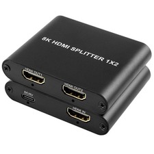 8K HDMI 2.1 Splitter, HDMI Splitter 1 in 2 Out, Compatible with Xbox, PS5, TV...