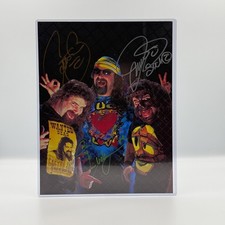 Cactus Jack, Mankind & Dude Love Mick Foley Triple Signed 8.5x11 Photo Wrestling