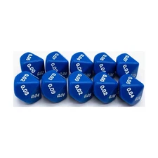 Koplow Dice d10 Decimal Dice - Blue w/White (Hundredths) (10) New