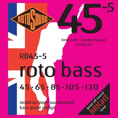 Rotosound Bass Saiten RB455 5er 45-130 Roto Bass, Nickel on Steel