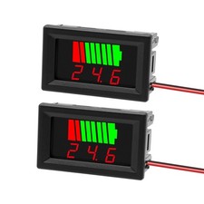 2-Pack 12-60V DC Battery Voltage  Capacity Monitor Red LED Panel Meter for RV