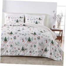 Full/Queen Size Christmas Quilt Set with Shams - Full / Queen Jolly Spirit