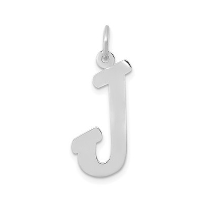14k Weißgold Schrift Buchstabe J Anhänger Charm poliert minimalistisch Identität Juwelier