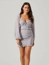ASTR The Label Floral Print Ruched Mini Dress in Lavender Size M