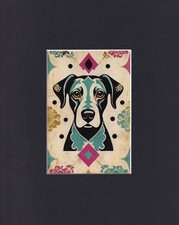 8X10" Matted Print Art Picture Modern Portrait, Dog Canine:
