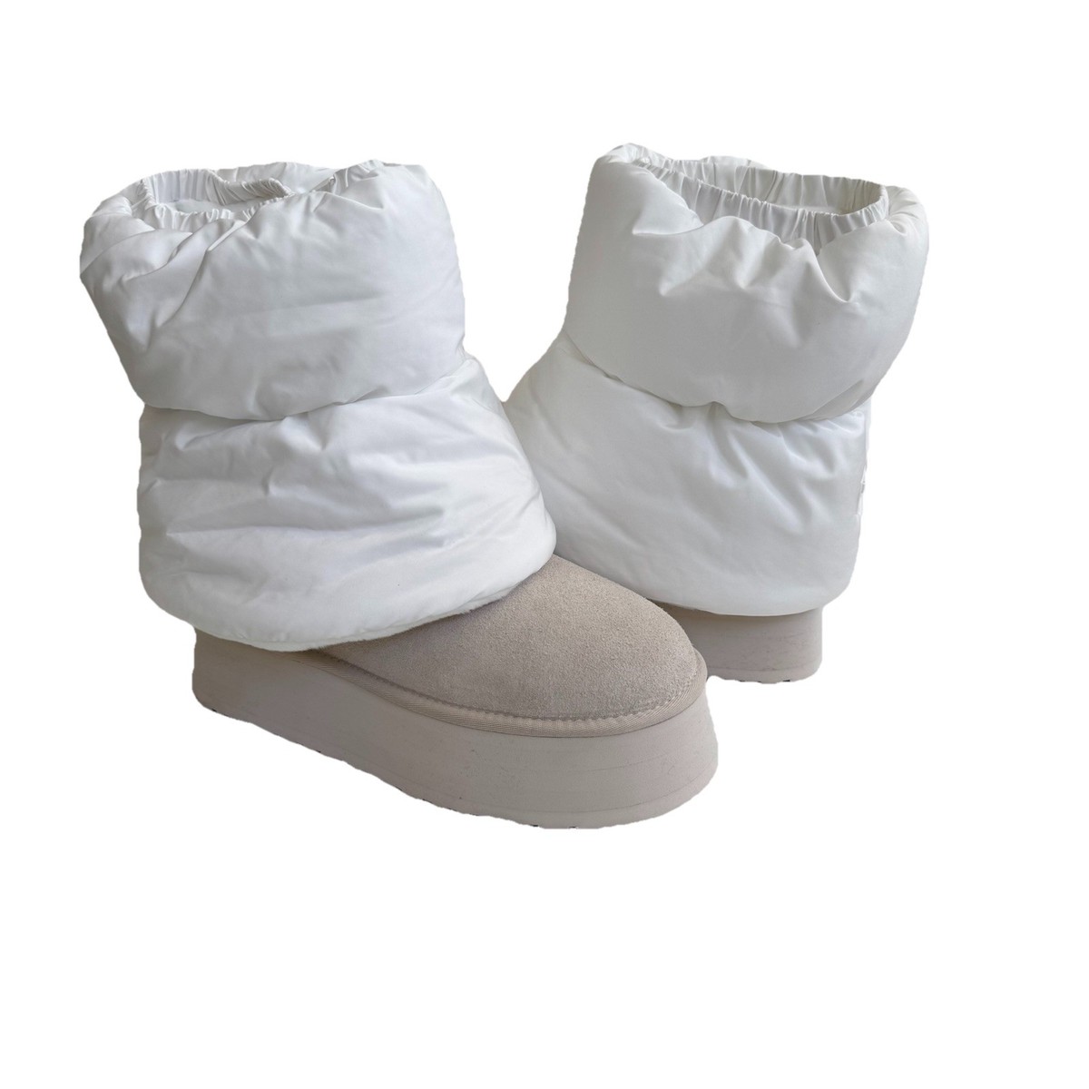 UGG CLASSIC MINI DIPPER PUFFER WHITE CERAMIC PLATFORM BOOT US 10